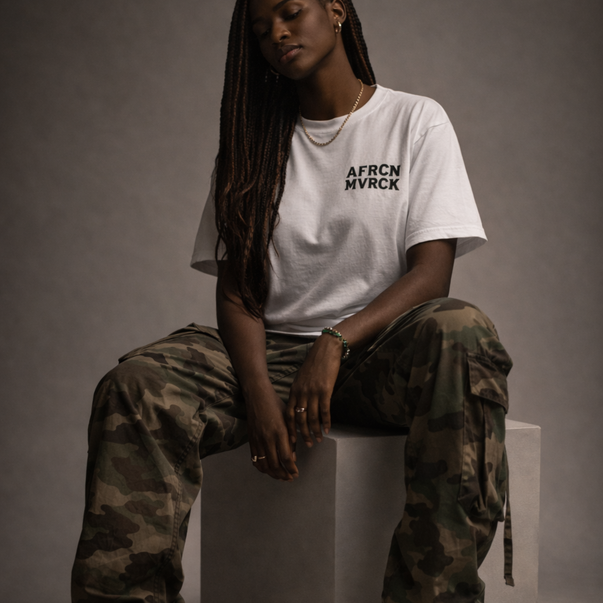 AFRCN MVRCK Monochrome Tee - White