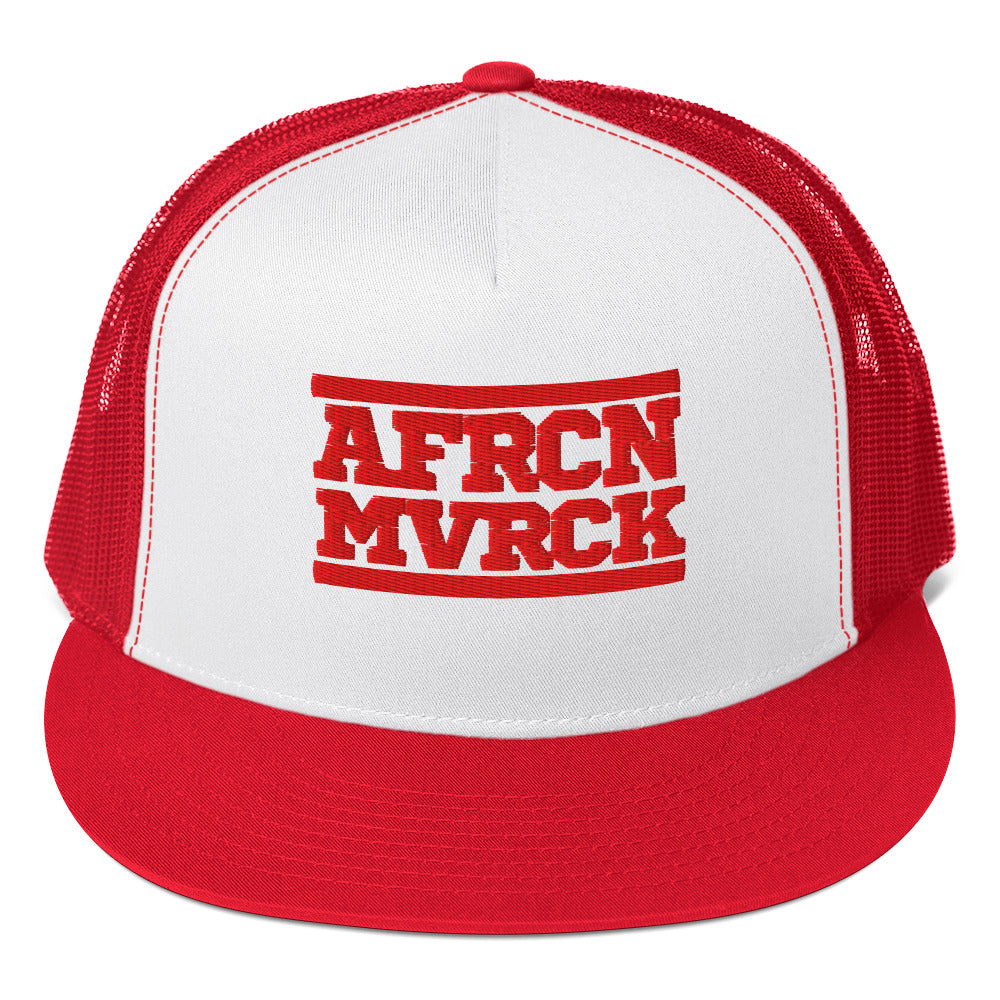 AFRCN MVRCK Trucker Hat - White & Fire Red 2