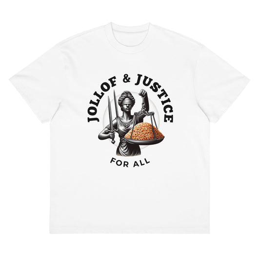 Jollof & Justice For All Box Tee - Yin Colors