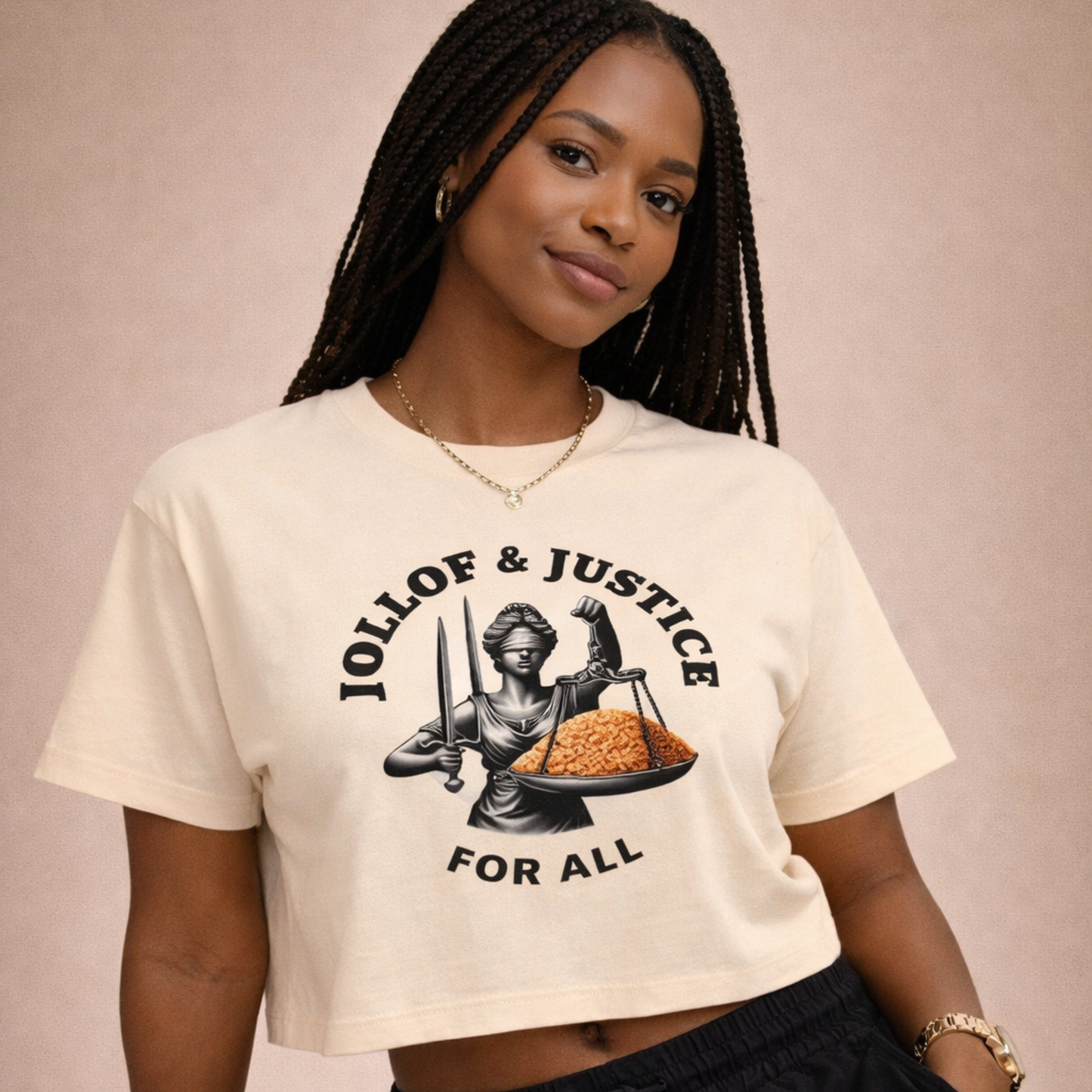 Jollof & Justice Women's Cropped Statement Tee 3