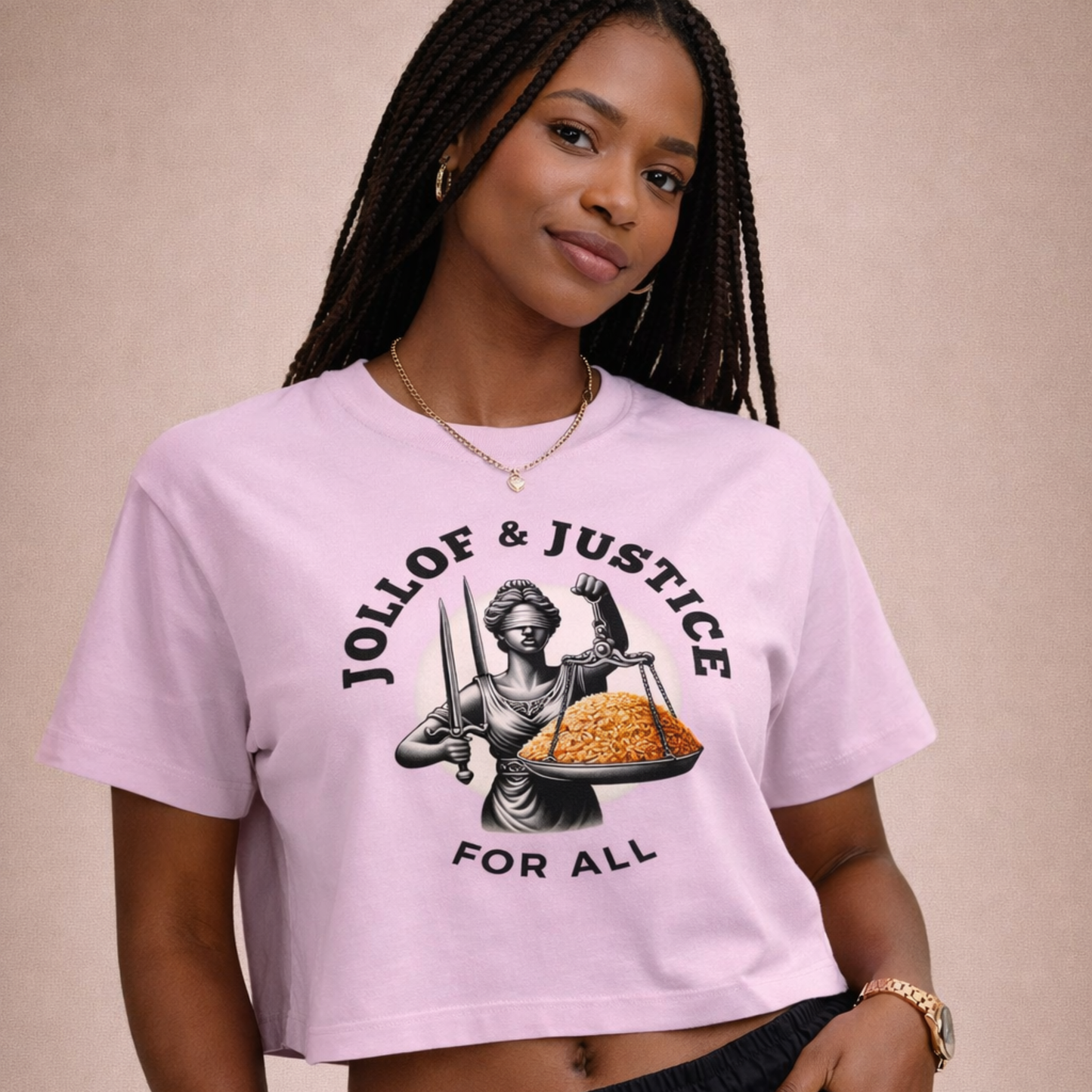 Jollof & Justice Women's Cropped Statement Tee