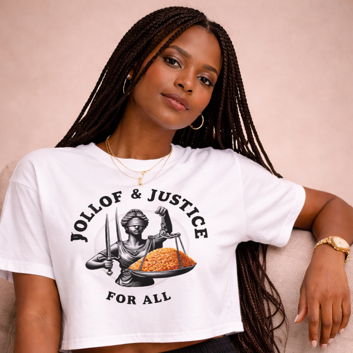 Jollof & Justice Women's Cropped Statement Tee